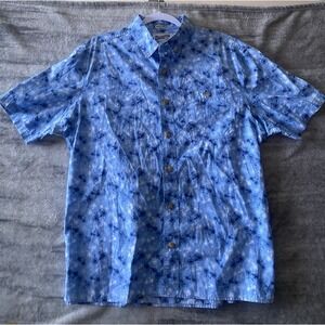 Duluth Trading Co Men's Shirt Size M Relaxed Fit Untucked Blue Bicycle Print